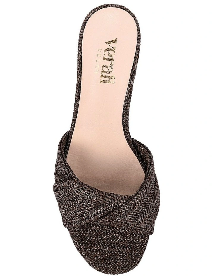 Gabriella Mule Wedges - Chocolate Brown Raffia image 4