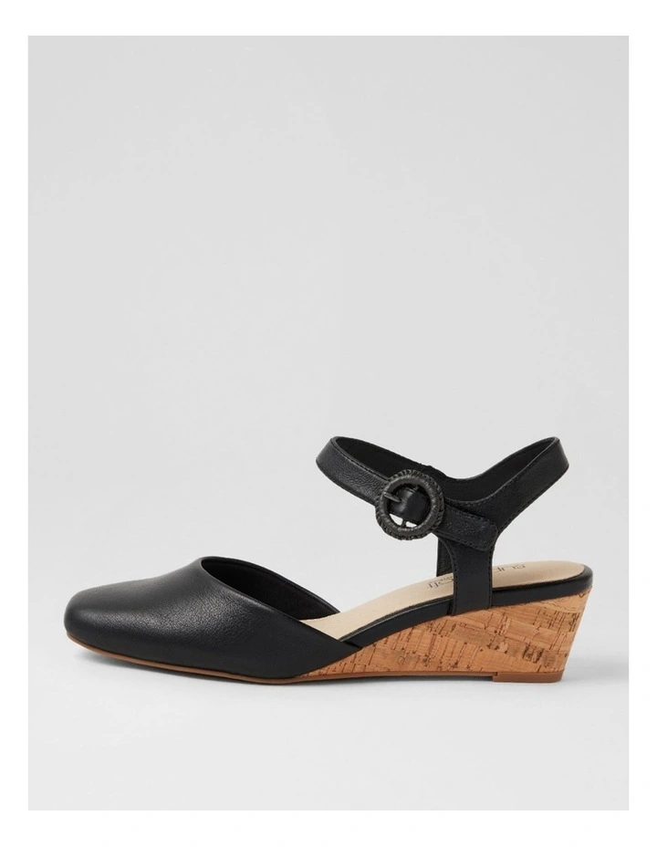 Selvine Black Cork Leather Heels image 1