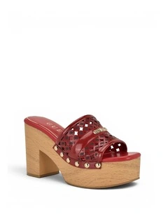 Quill Platform Sandals in Red