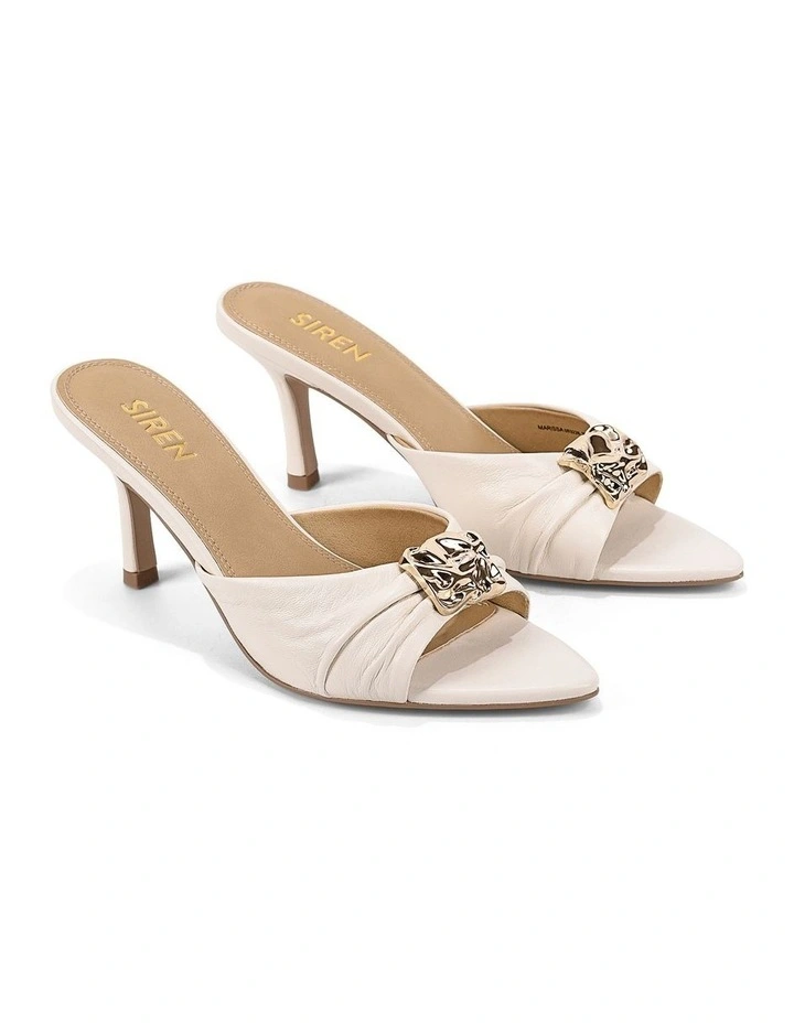Marissa Heeled Mules - Chalk White Leather image 2