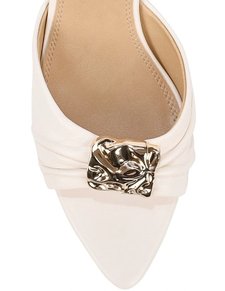 Marissa Heeled Mules - Chalk White Leather image 4