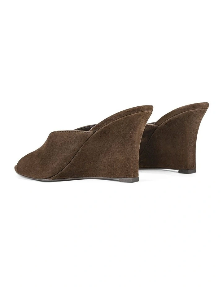 Madrid Mule Wedges- Chocolate Brown Suede image 3