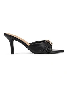 Marissa Heeled Mules  Black Leather