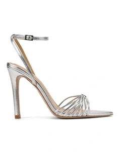 Zoella Heeled Sandals-Silver Metallic Leather