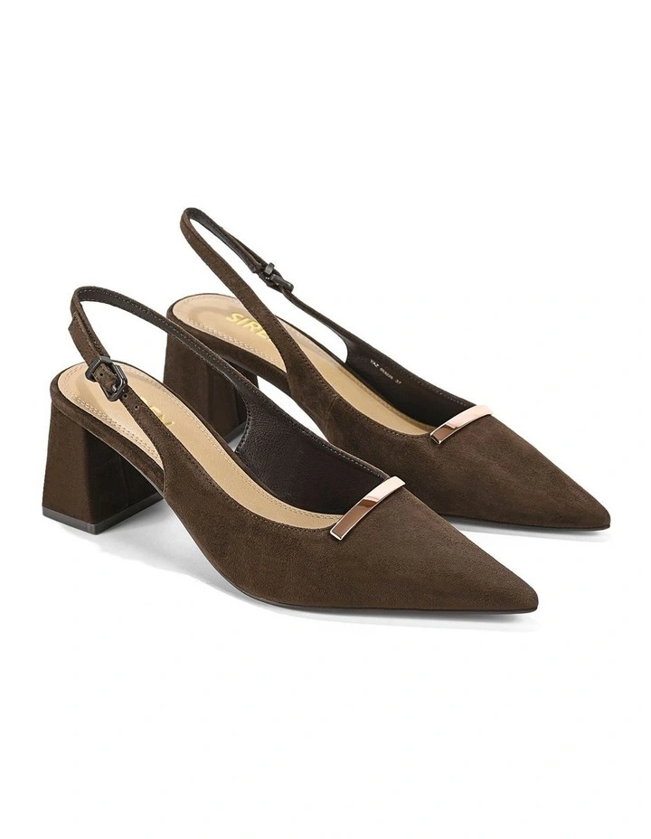 Yaz Slingback Block Heels - Chocolate Brown Suede image 2