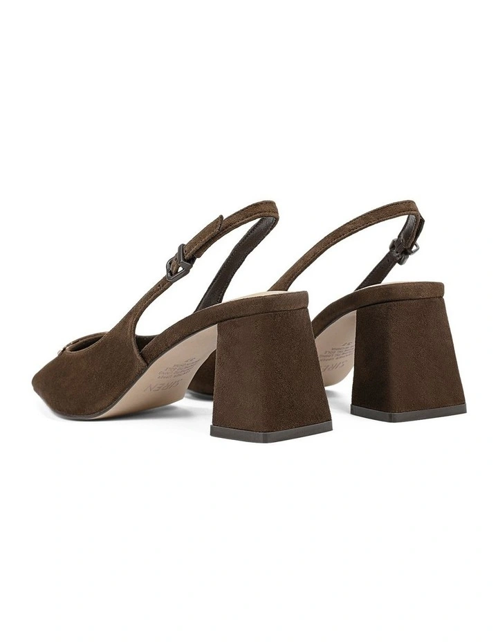 Yaz Slingback Block Heels - Chocolate Brown Suede image 3