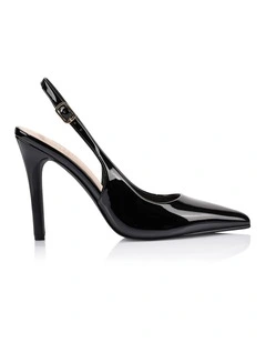 Miller Sling Back Stilettos- Black Patent