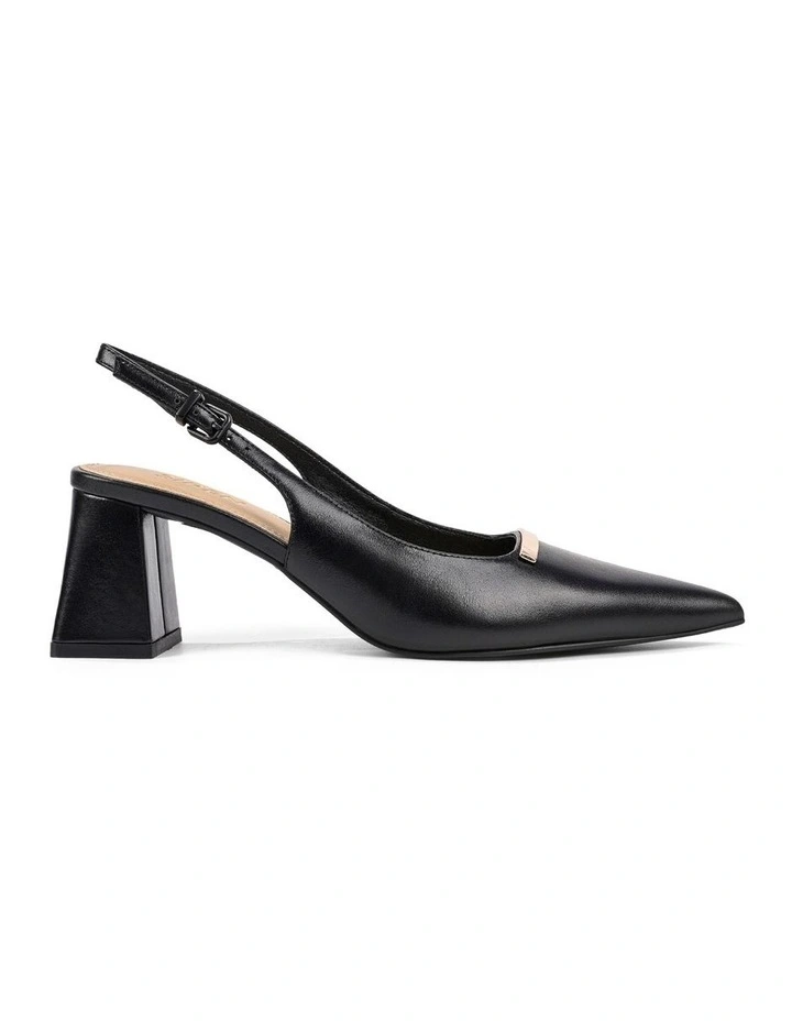 Yaz Slingback Block Heels - Black Vintage Leather image 1