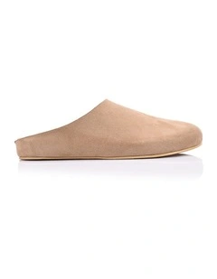Terry Closed Toe Mules - Taupe Micro