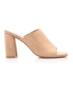 Creed Block Heel Mules -Sand Beige Micro