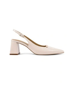 Yaz Slingback Block Heels - Chalk White Vintage Leather