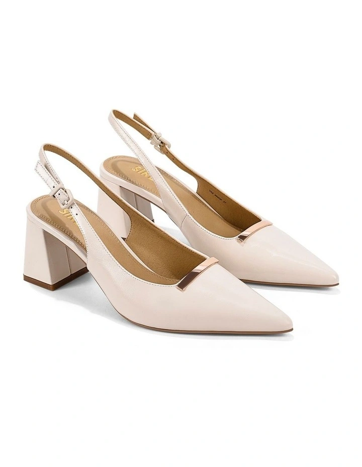 Yaz Slingback Block Heels - Chalk White Vintage Leather image 2