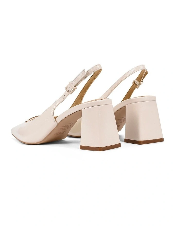 Yaz Slingback Block Heels - Chalk White Vintage Leather image 3