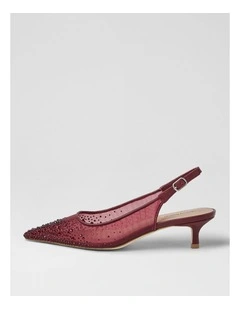 Quille Burgundy Jewel Mesh Leather Heels