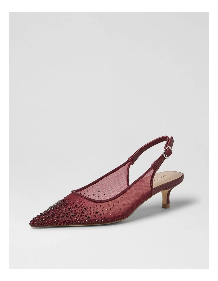 Quille Burgundy Jewel Mesh Leather Heels image 2
