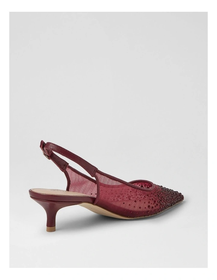 Quille Burgundy Jewel Mesh Leather Heels image 3