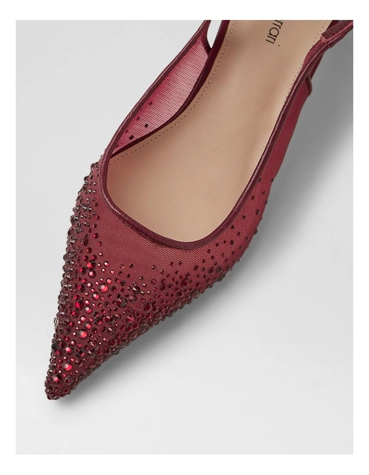 Quille Burgundy Jewel Mesh Leather Heels image 4