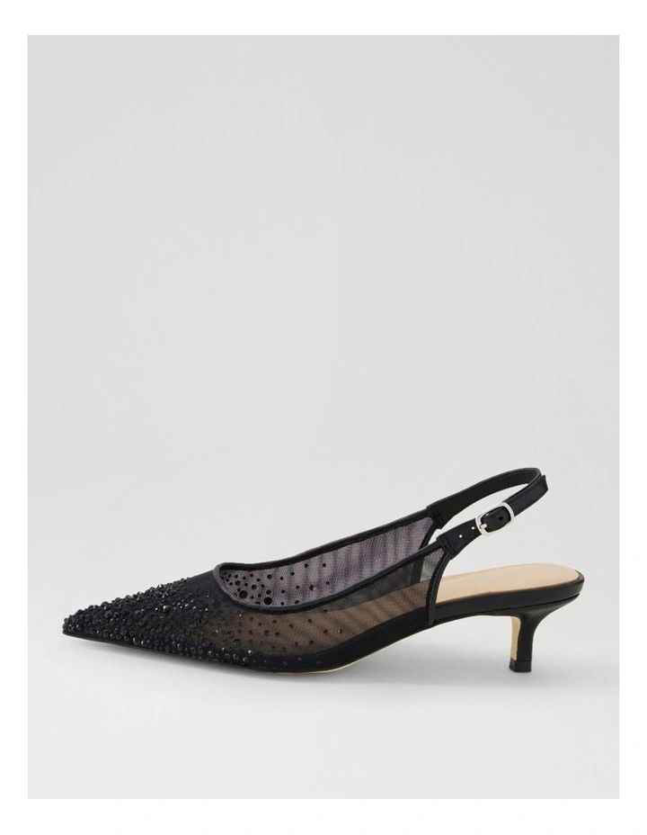 Quille Black Jewel Mesh Leather Heels image 1