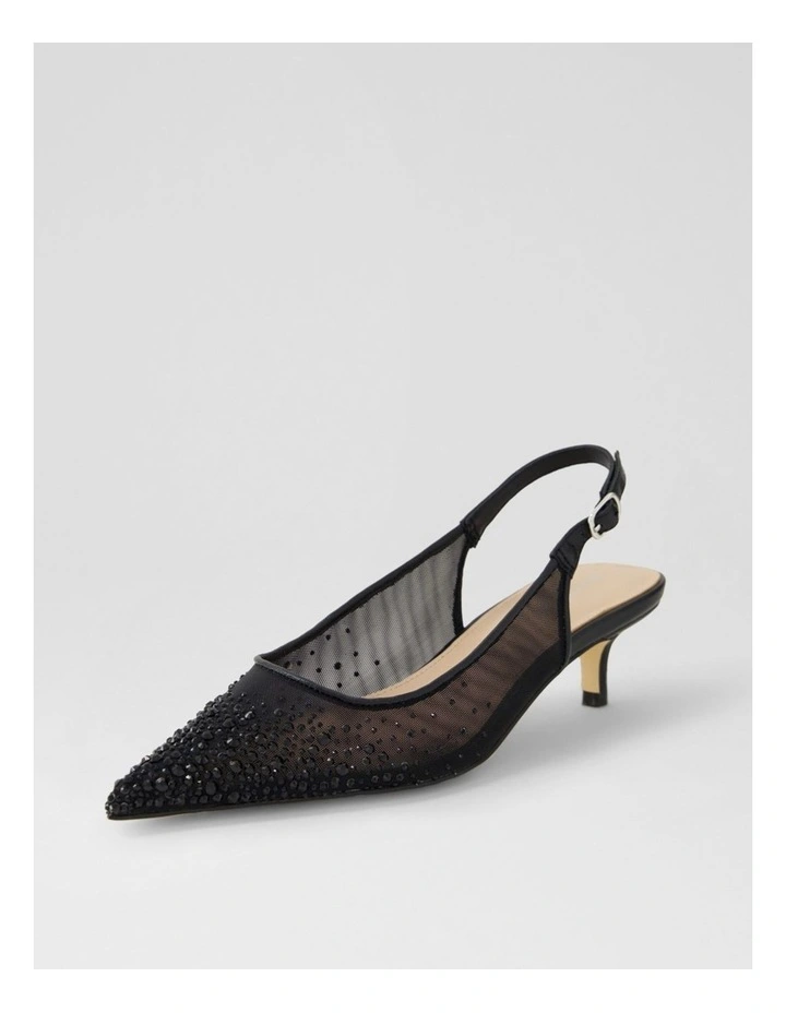 Quille Black Jewel Mesh Leather Heels image 2