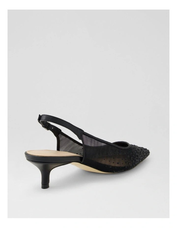 Quille Black Jewel Mesh Leather Heels image 3