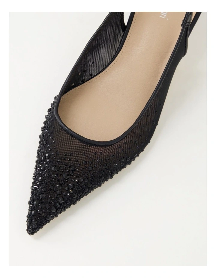 Quille Black Jewel Mesh Leather Heels image 4