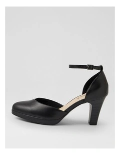 Seliah Black Leather Heels