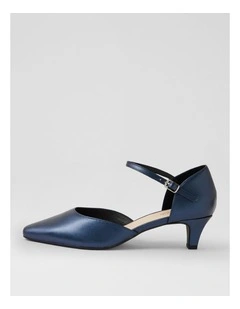 Louisas Navy Metallic Leather Heels