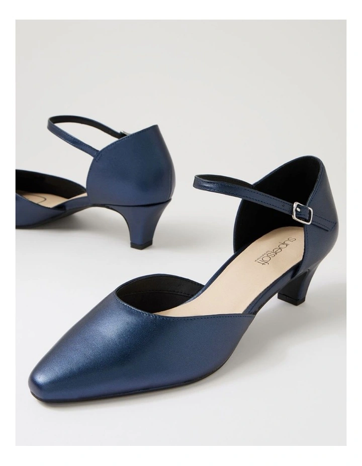 Louisas Navy Metallic Leather Heels image 5