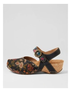 Joice Black Floral Multi Mary Jane Heels