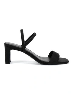 LASSO Black Suede Strappy Block Heel Sandal