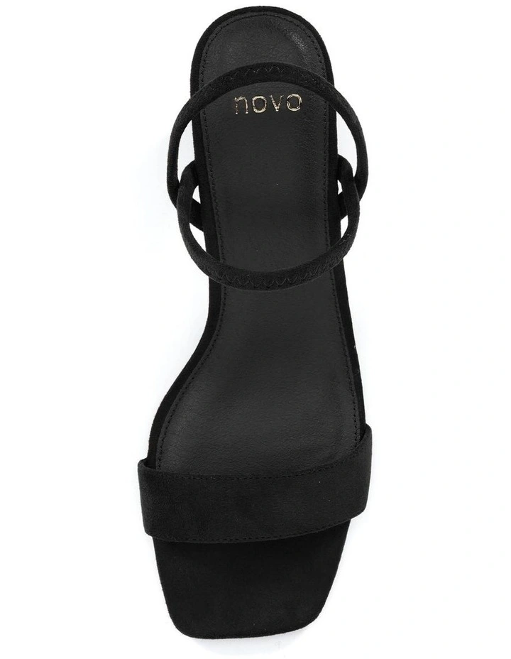 LASSO Black Suede Strappy Block Heel Sandal image 5