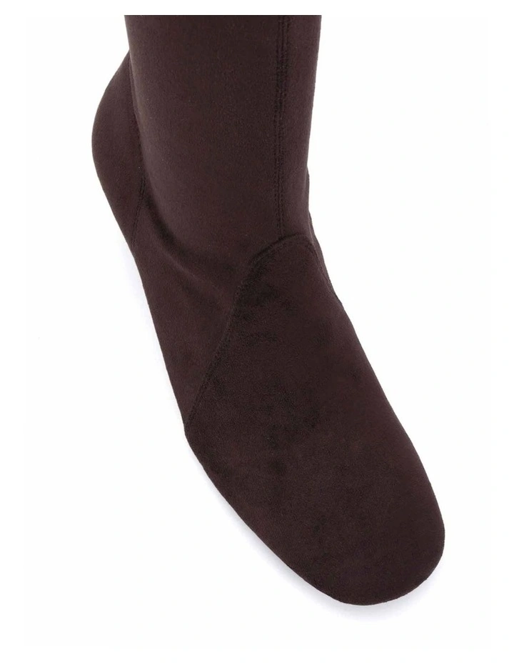 DASHIELL - Espresso Suede Knee-High Heeled Boot image 3