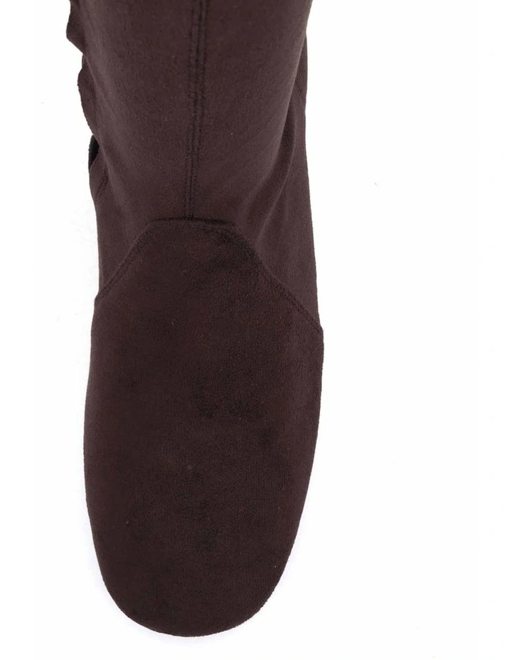DASHIELL - Espresso Suede Knee-High Heeled Boot image 4