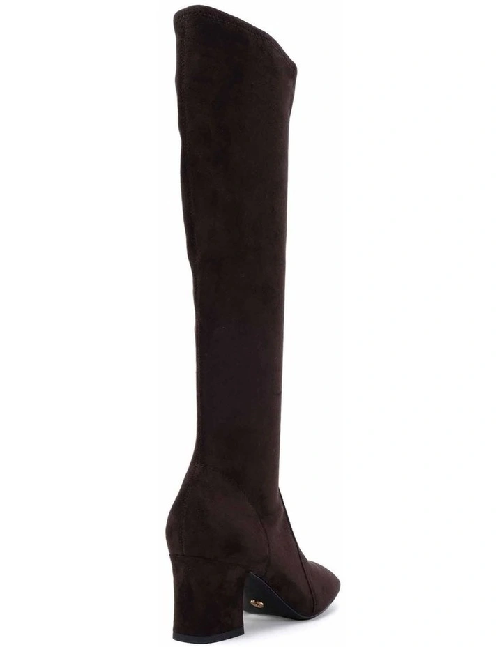 DASHIELL - Espresso Suede Knee-High Heeled Boot image 5