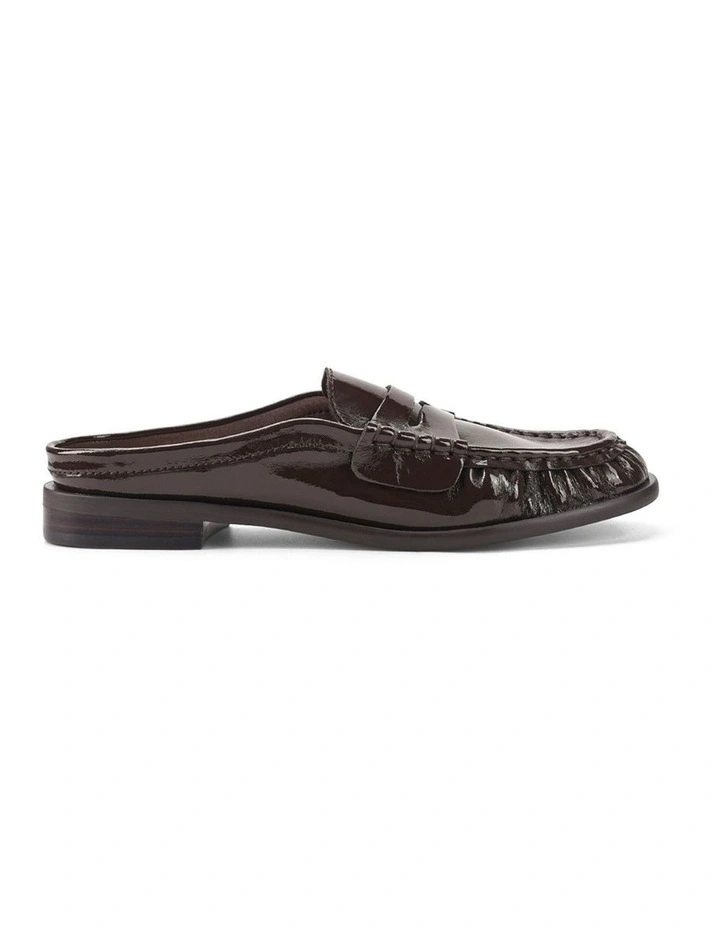 Parker Loafer Mules - Chocolate Brown Crinkle Patent Leather image 1