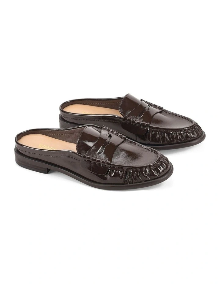Parker Loafer Mules - Chocolate Brown Crinkle Patent Leather image 2