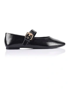 Europe Mary-Jane Flats - Black Crinkle