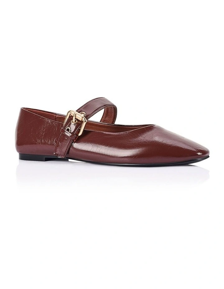 Europe Mary-Jane Flats - Berry Red Crinkle image 2