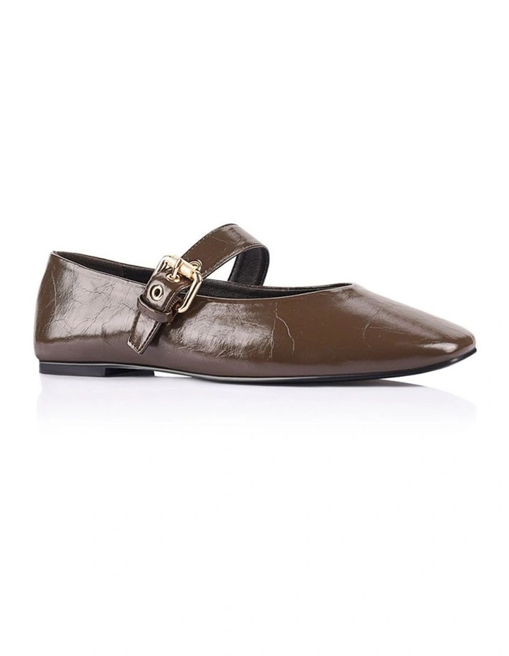 Europe Mary-Jane Flats - Chocolate Brown Crinkle image 2