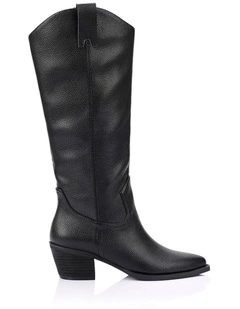 Benz Cowboy Boots - Black Pebble