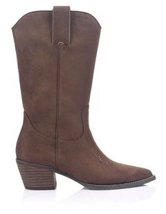 Benny Cowboy Boots - Chocolate Brown Micro