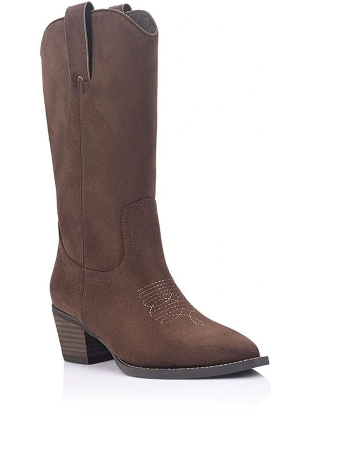 Benny Cowboy Boots - Chocolate Brown Micro image 2