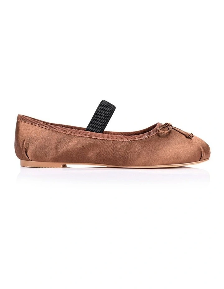 Milly Mary-Jane Flats - Cocoa Brown Satin image 1
