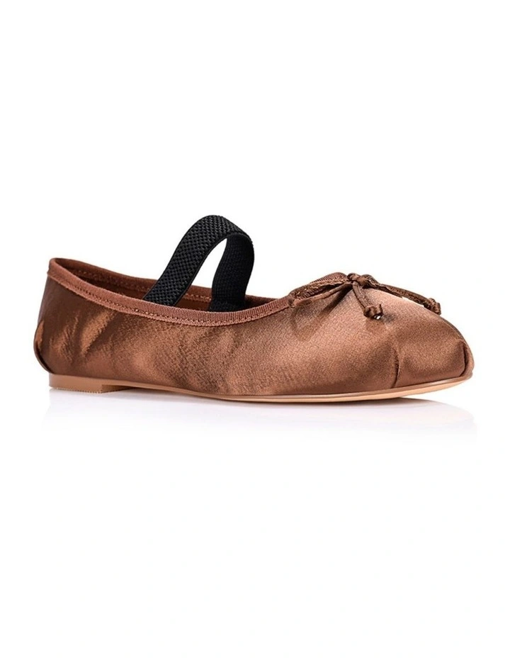 Milly Mary-Jane Flats - Cocoa Brown Satin image 2