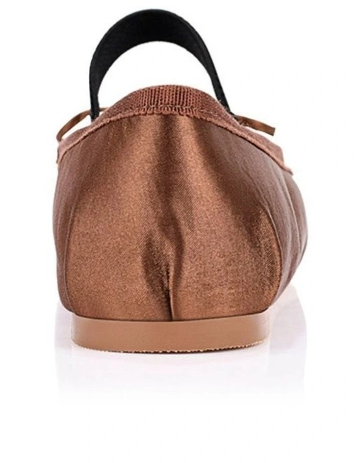 Milly Mary-Jane Flats - Cocoa Brown Satin image 4