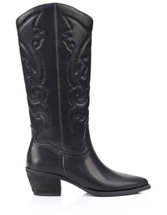 Bentley Cowboy Boots - Black Distressed