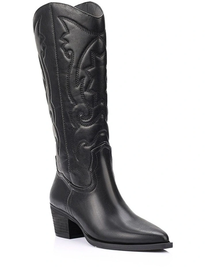 Bentley Cowboy Boots - Black Distressed image 2