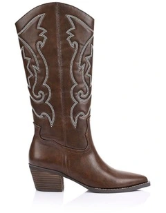 Bentley Cowboy Boots - Brown Distressed