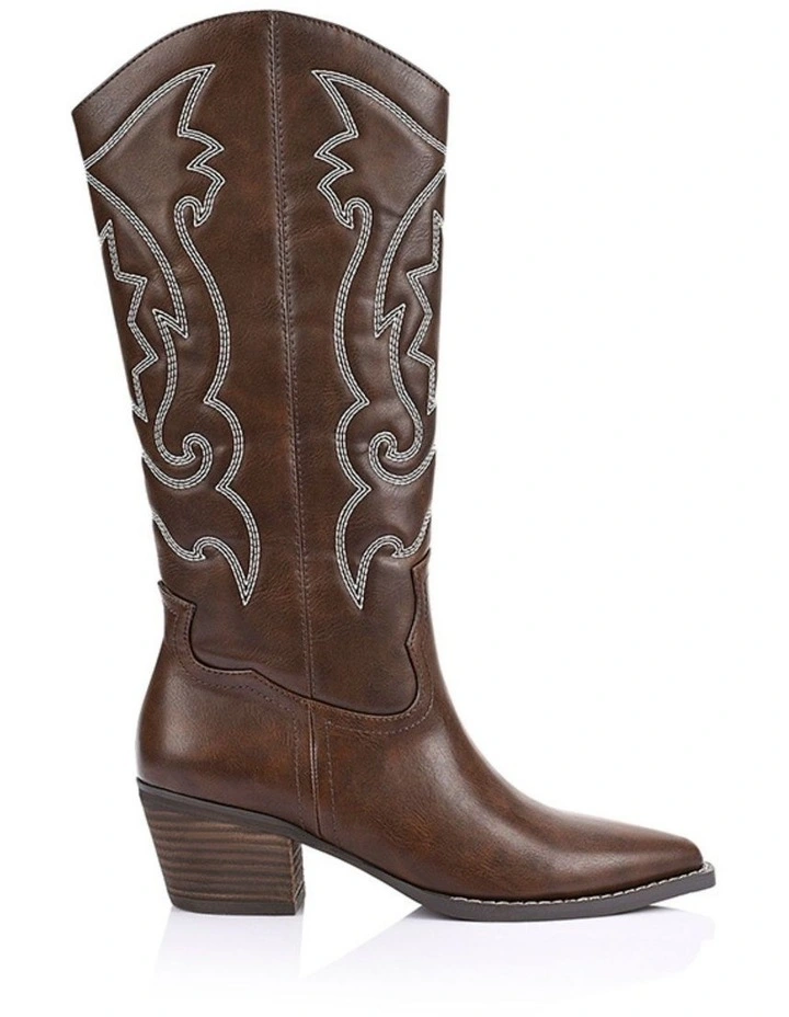 Bentley Cowboy Boots - Brown Distressed image 1