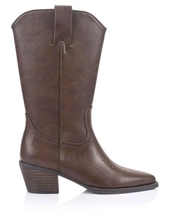 Benny Cowboy Boots - Chocolate Brown Distressed